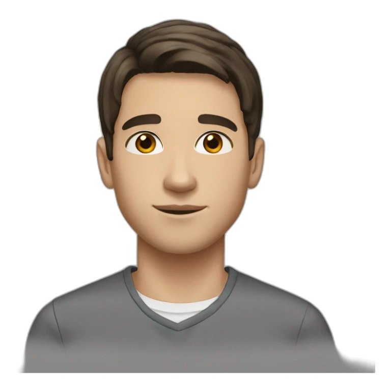 young white man dark brown straight hair brown eyes sticker