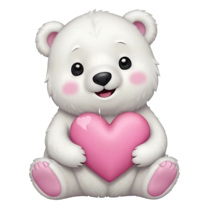  Oso Polar blanco corazón rosa kawaii sticker