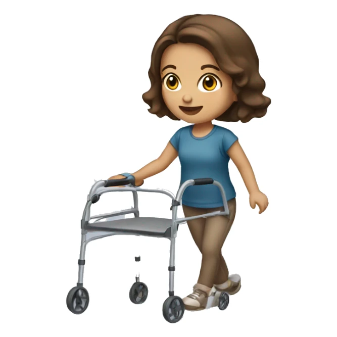 Girl with brown hair using a walker sticker