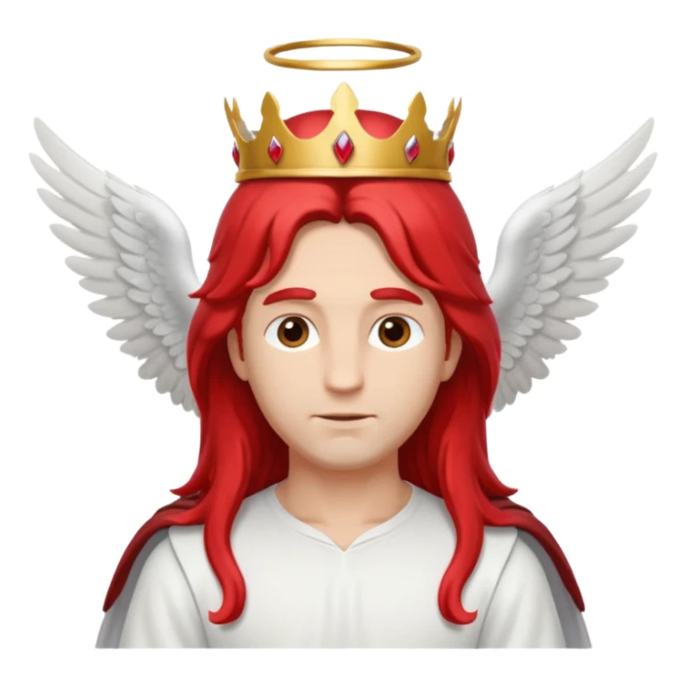 long hair angel with a red crown on his head, 4 wings sticker