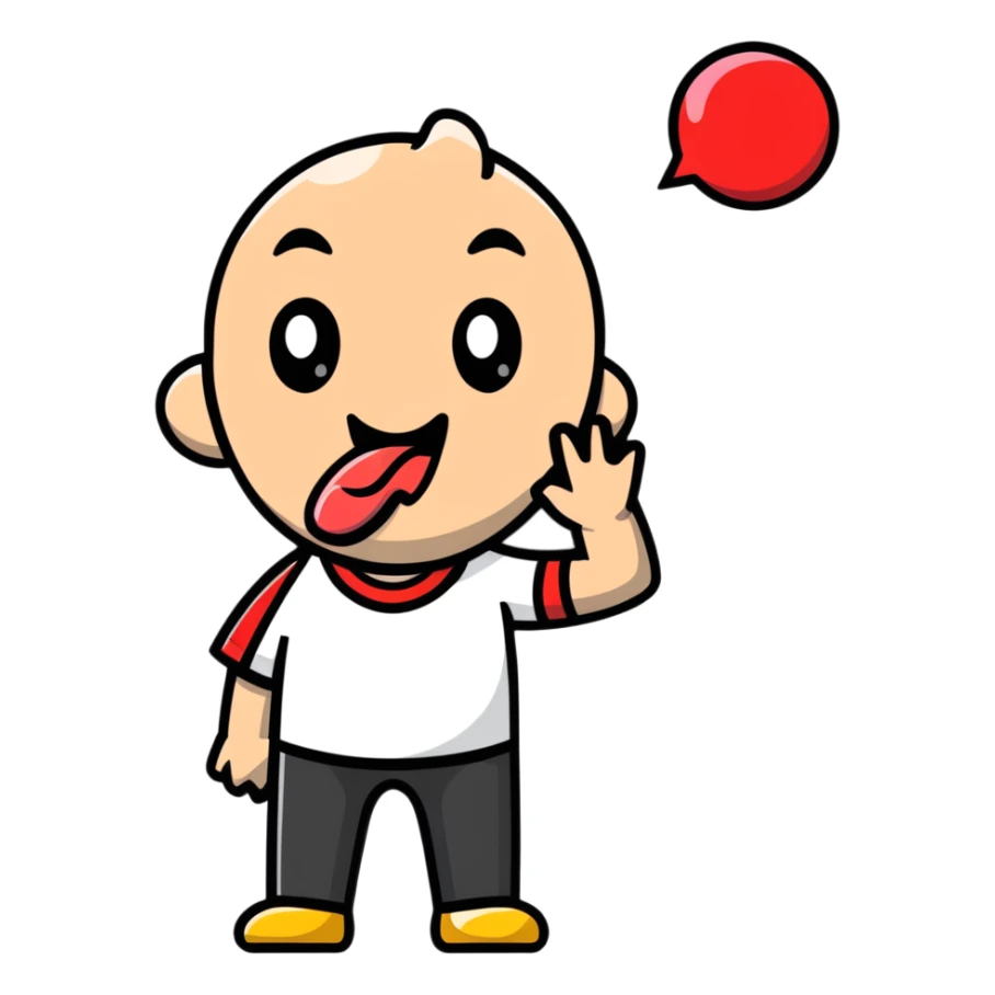 profile view of a man sticking his tongue out, facing left sticker