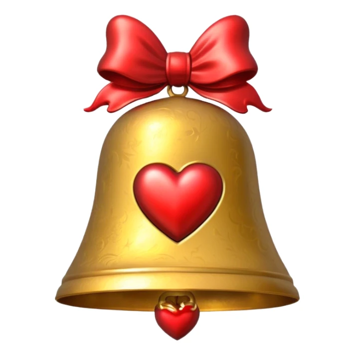 heart on gold Christmas bell sticker