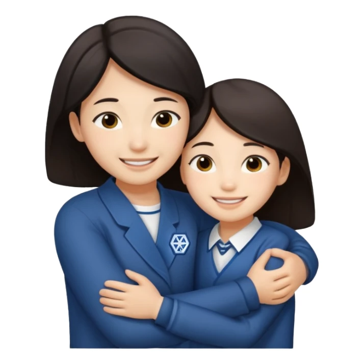 Asian girl hugging Jewish boy sticker