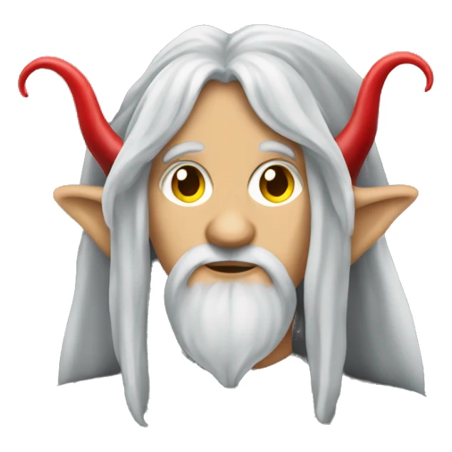A young elf with long gray hair, yellow eyes and red horns sticker