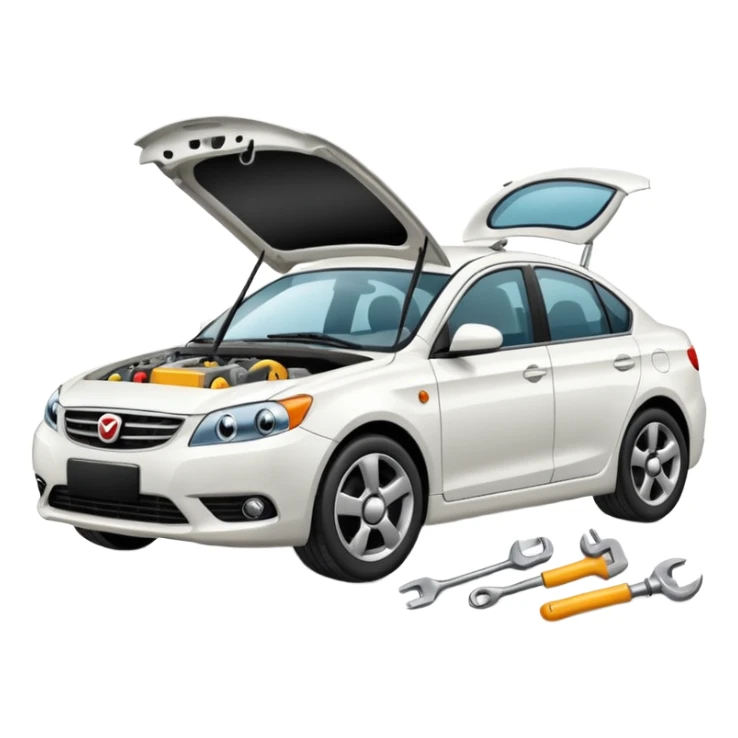 carro blanco en reparacion sticker