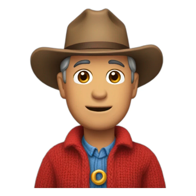 Mister Rogers wearing a cowboy hat sticker