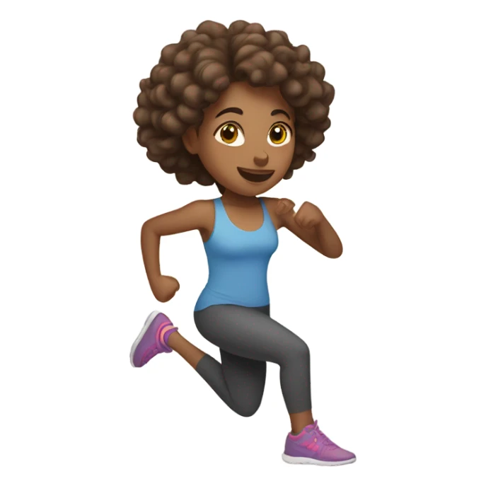 brown girl with curly hair exercising  sticker