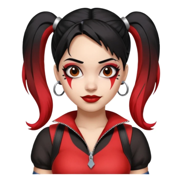 black haired woman in harley queen outfit sticker