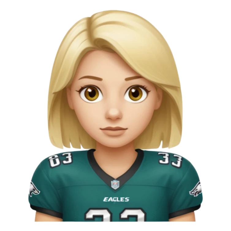 blonde female hazel eyes football player wearing eagles jersey number 33 sticker
