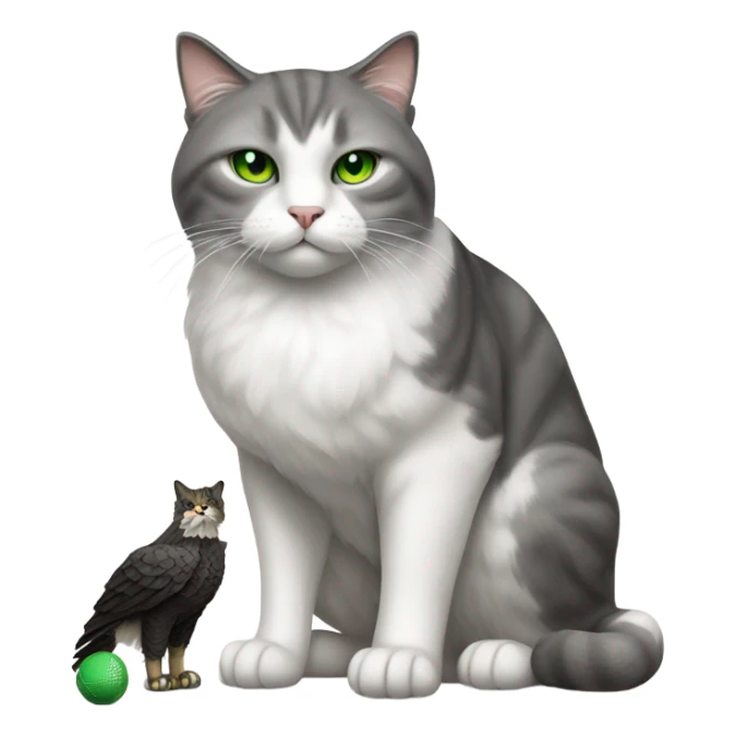 Grey and white cat with green eyes  with Eagle and football  sticker