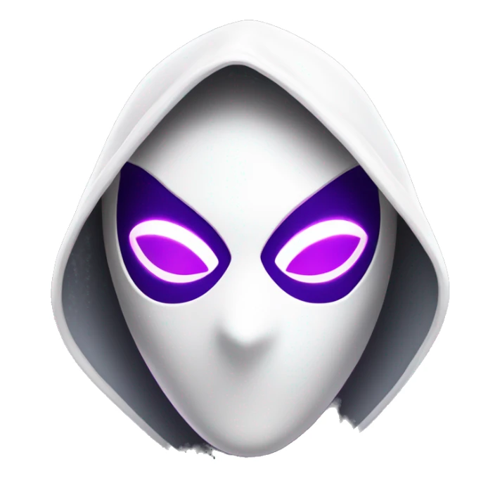 Android Spider-Gwen with a white mask, purple eyes, and a glowing hood in a sleek, minimalist style. sticker