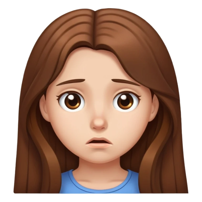 Ashamed girl with long brown hair  sticker