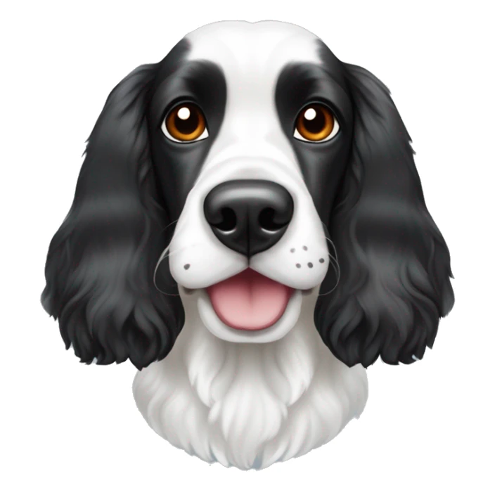 black and white trimed english cocker spaniel with spots on nose and black ears and raindeer horns sticker