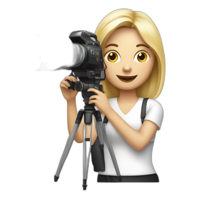 White film director woman holding a cinema camera sticker