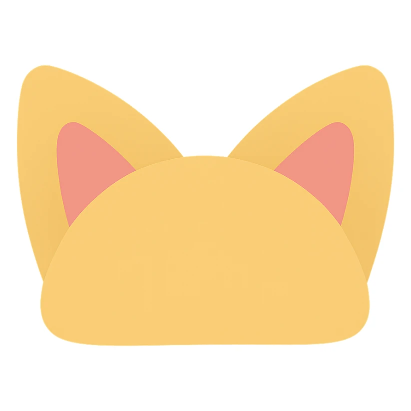 cat ears, flat color icon style, clean lines, playful and friendly, vector look sticker