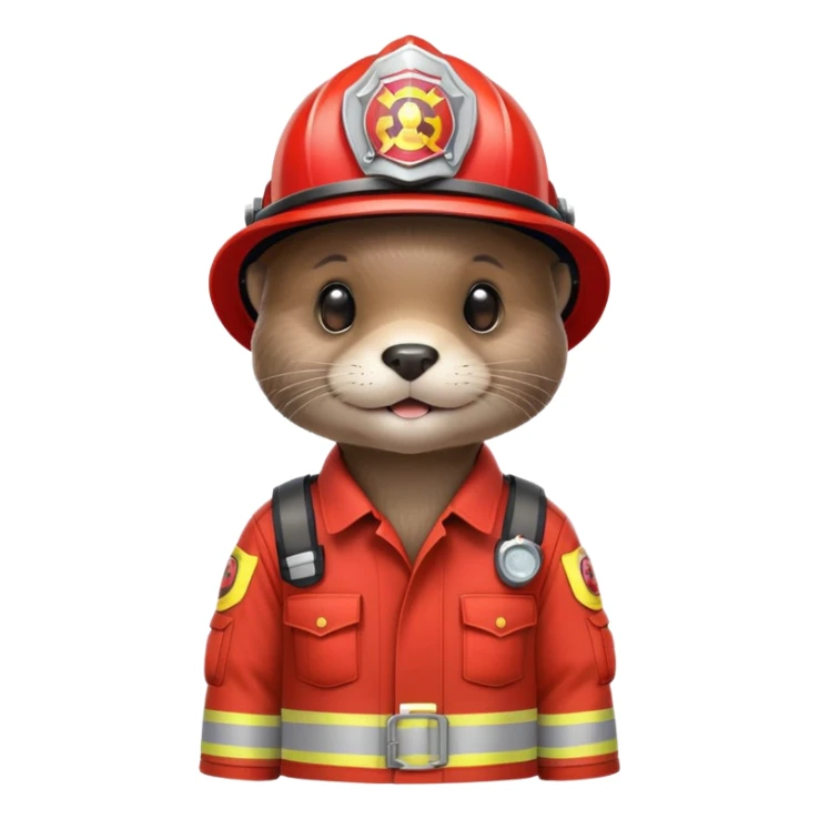 cute otter wearing firefighter helmet and uniform sticker