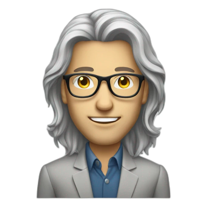 Cool white guy with rimless glasses and long hair successful management consultant sticker