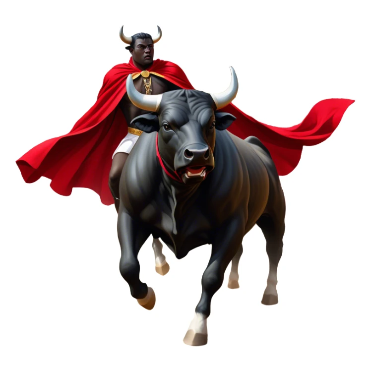 ​Cinematic Realistic black charging bull, against a matador depicted in a flowing red cape, captured in the dramatic moment of confronting a charging bull in a traditional bullring, rendered with dynamic motion and dramatic lighting that encapsulates the intensity and artistry of the spectacle, sticker