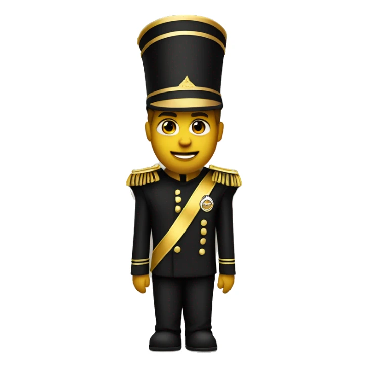 A marching band drum major in a black and gold uniform  sticker