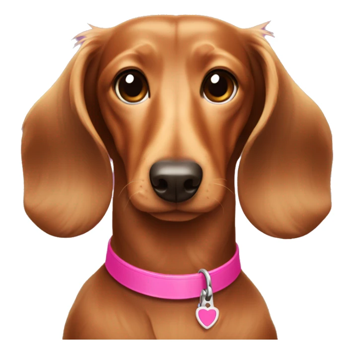 Brown and tan long hair dachshund dog with pink collar  sticker