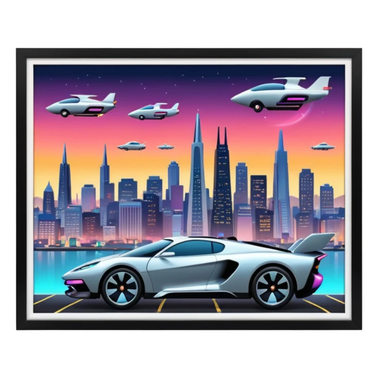 create an image of san francisco skyline in the tech future sticker