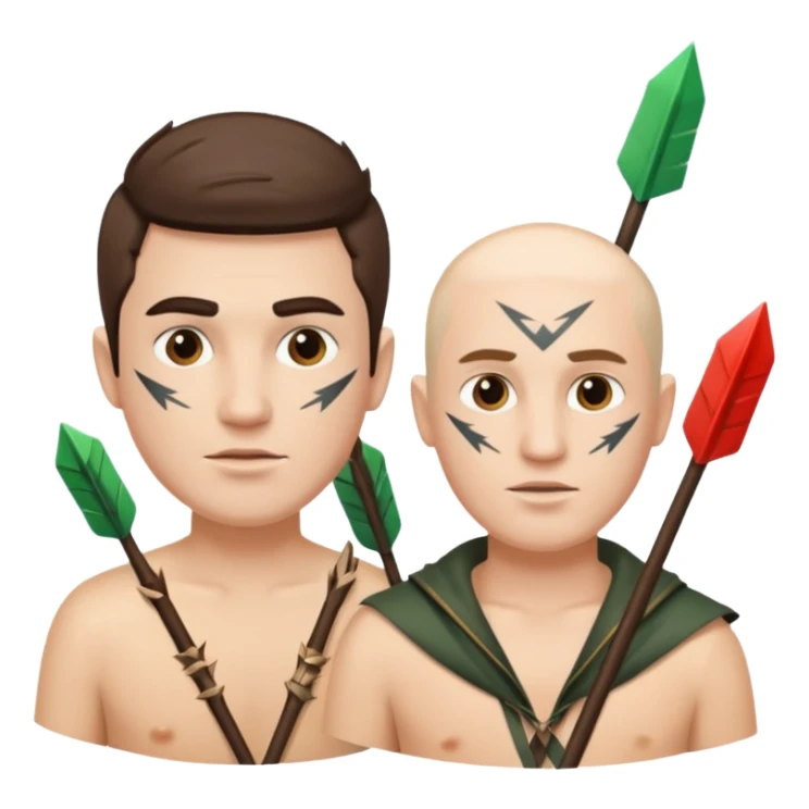 referal system (two guys with arrows around them) sticker