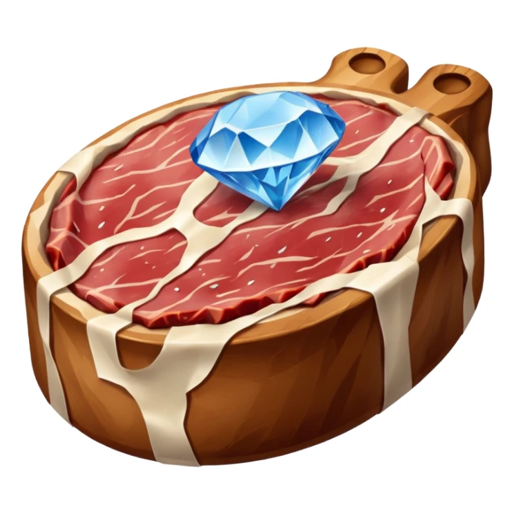 Meat with diamond textur and blue color sticker