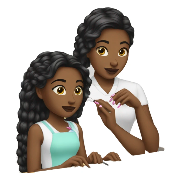 Black Jenna and white Emma get their nails done together  sticker