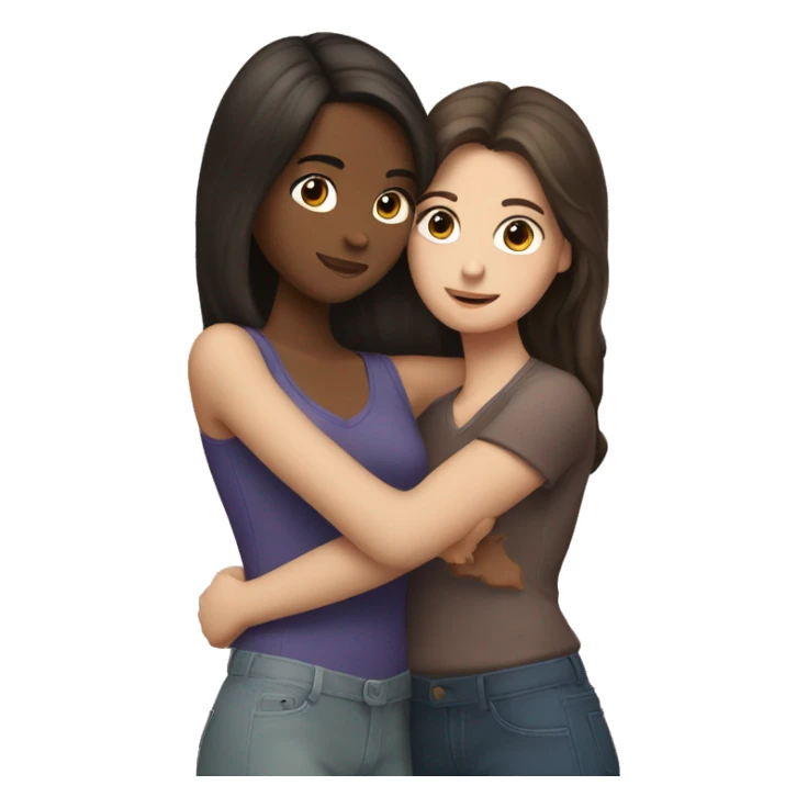 Brunette girl hugging another brunette girl sticker