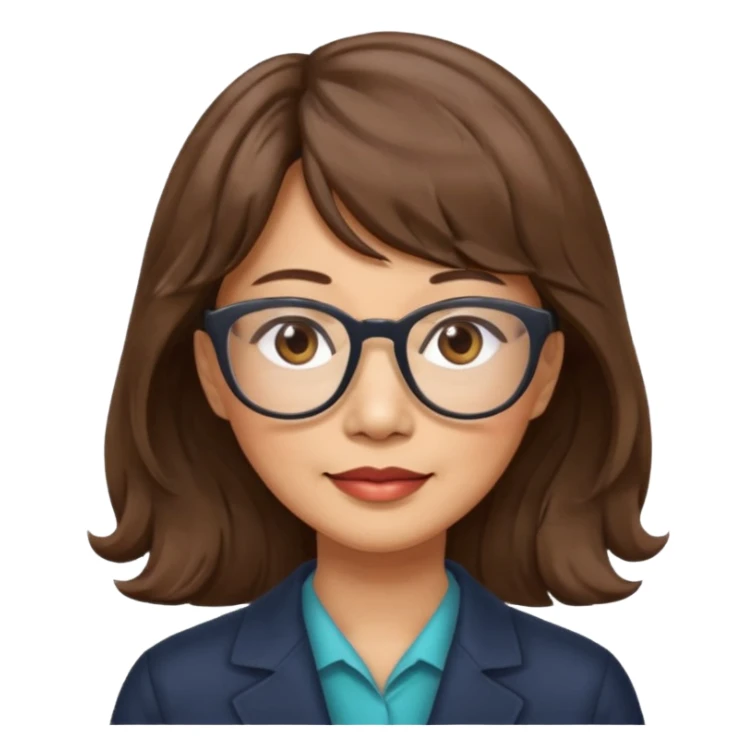 asian woman 50 yr old wavy hair bangs glasses a bit older sticker