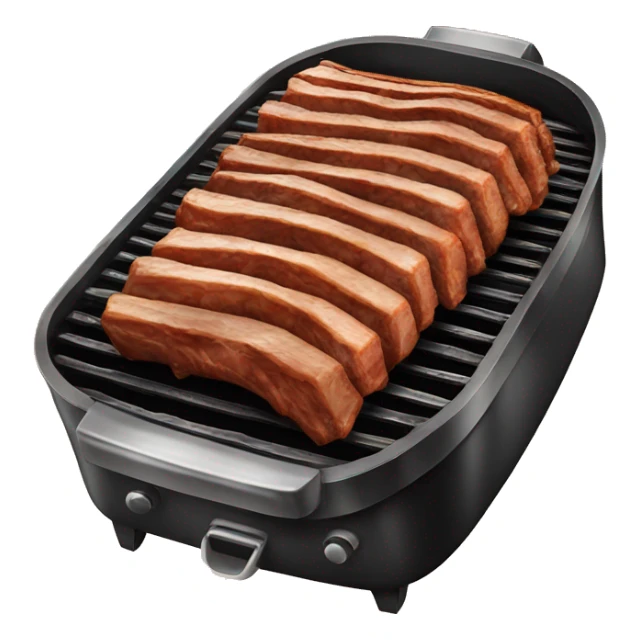 a big old black grill with pork ribs on it sticker