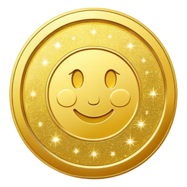 gold coin combined with sparkling glitter, shiny and festive sticker