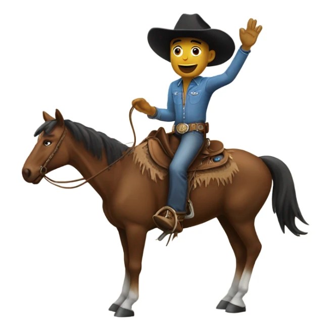 Cowboy riding horse waving the cowboy hat sticker