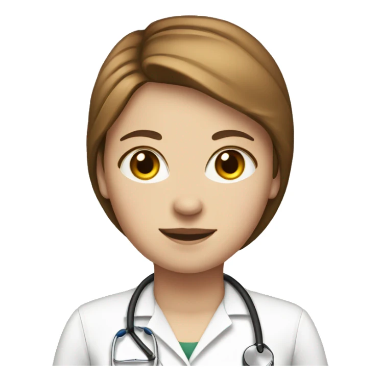 White girl with brown short hair with stethoscope sticker