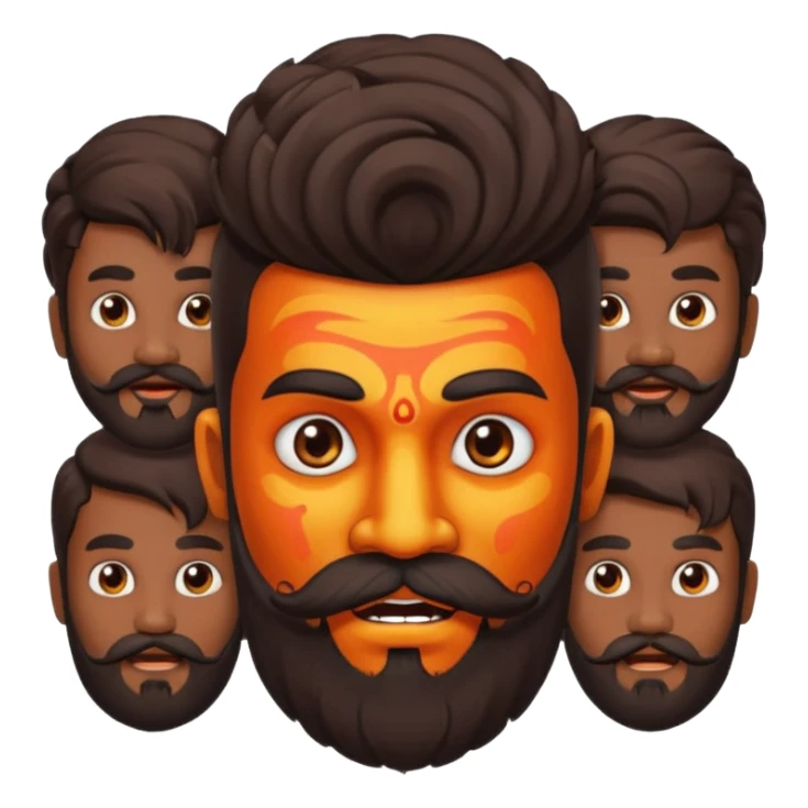 Ravanasura with beard and mustach young beautiful and terror with ten heads sticker