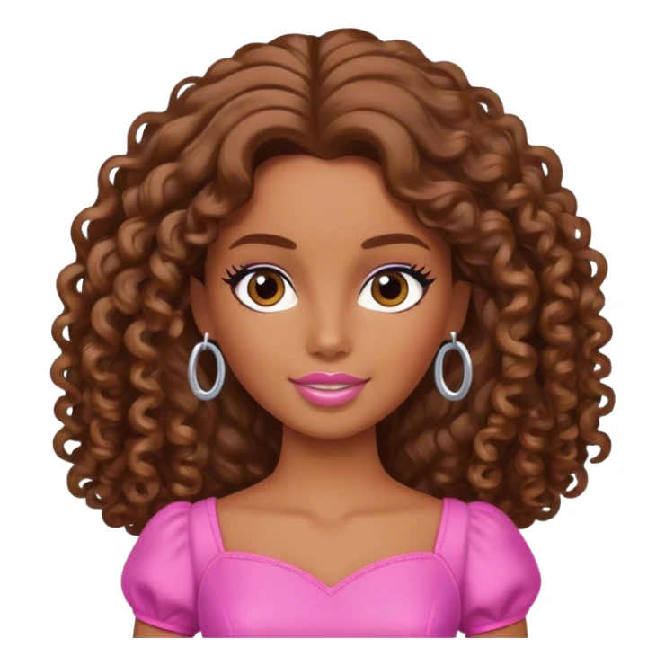 brown barbie brown hair curly long sticker