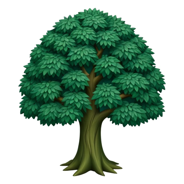 generate realistic detailed tree in 3d style dark green color sticker