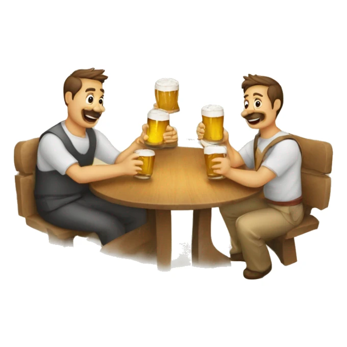 Tres manos agarrando tres jarras de cervezas y brindando sticker