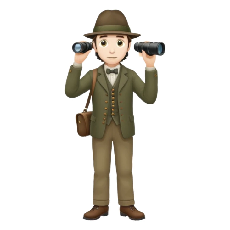 henry David thoreau full body birdwatching with binoculars sticker