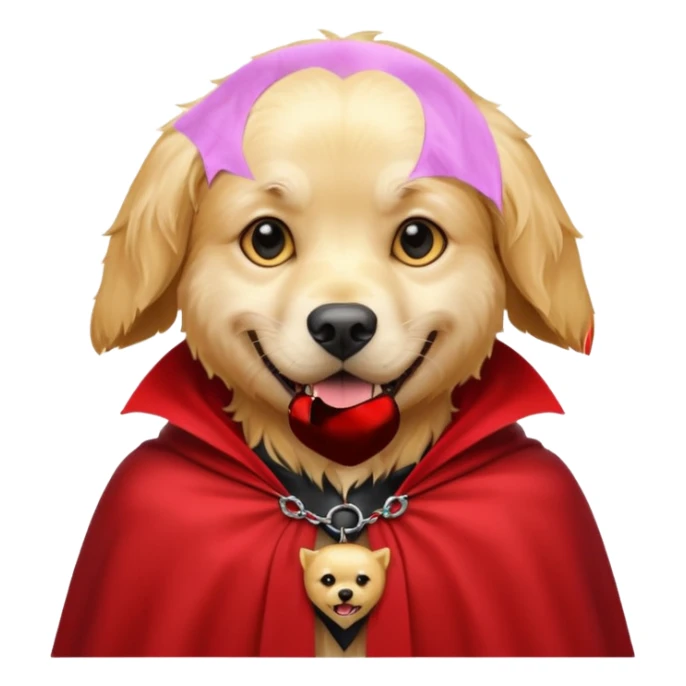 Goldern Vampire Dog in red collar cloak sticker