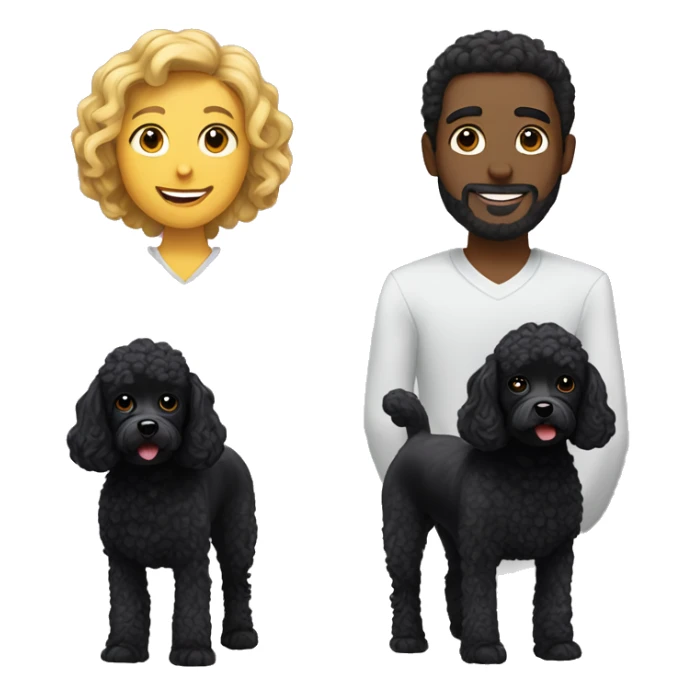 Black cockerpoo and a man with black hair sticker