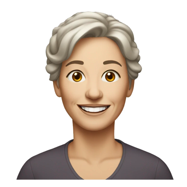 white woman, brown hair, 60 years old, smiling sticker