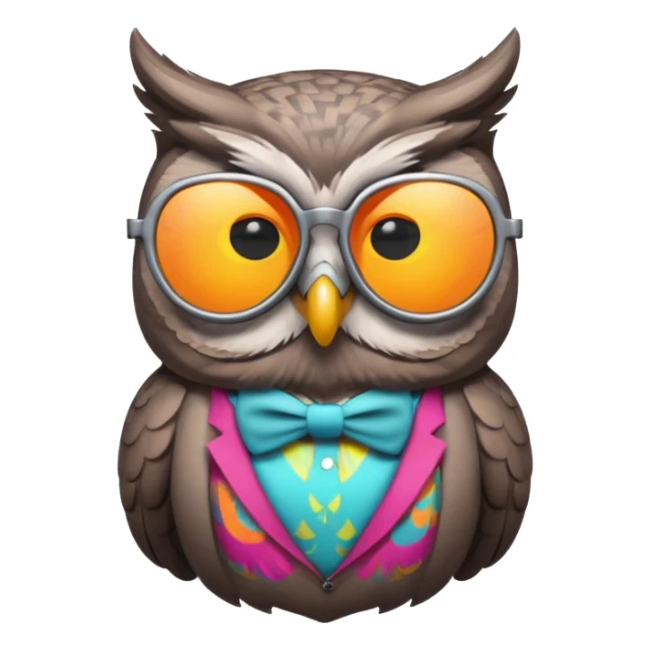 colorful silent owl wearing sunglasses sticker