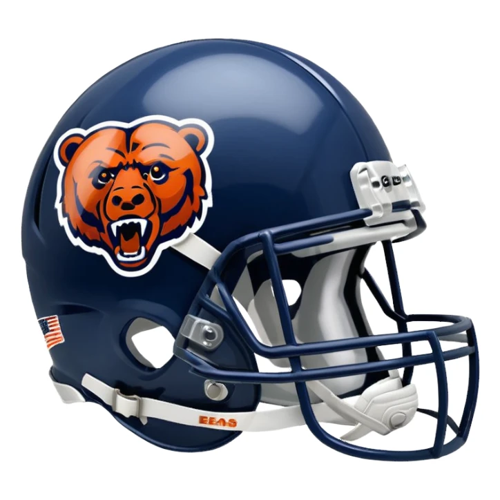 Navy blue football helmet with Chicago Bears logo sticker