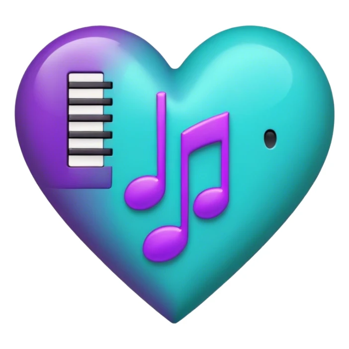 Teal and Purple music heart sticker