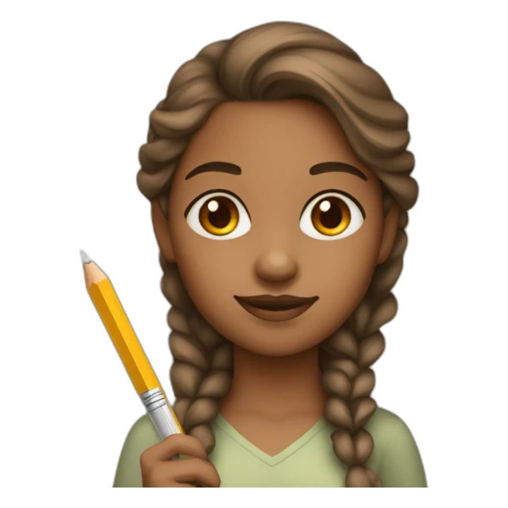 Light brown skin girl with pencil sticker