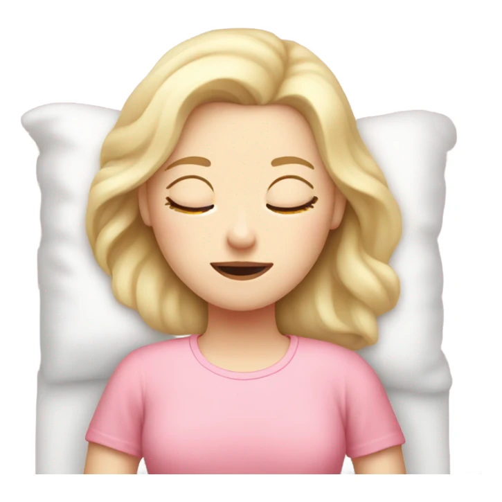 pale blonde girl with pink top sleeping in white bed sticker