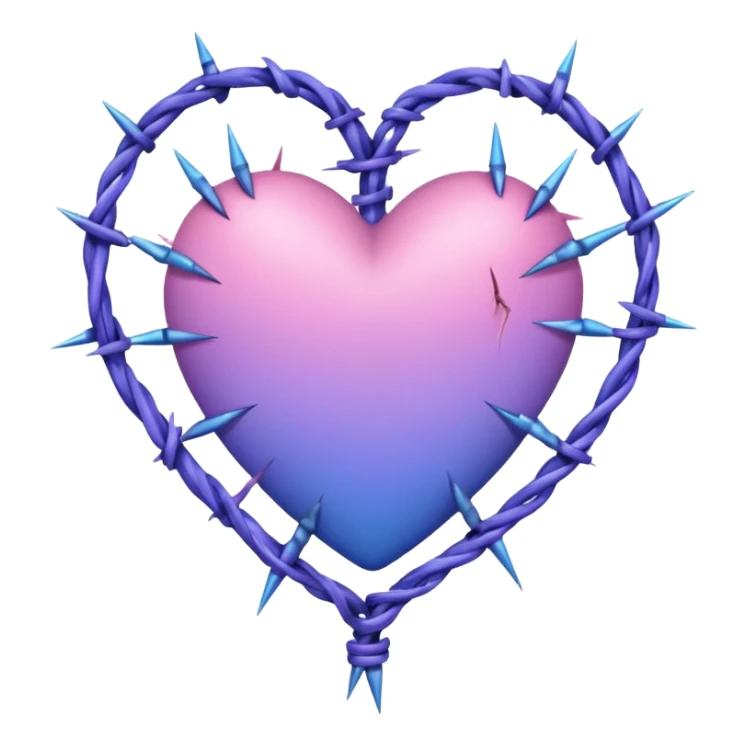 Stitched Barb thorn wired pastel pink-violet-blue-gradients heart sticker