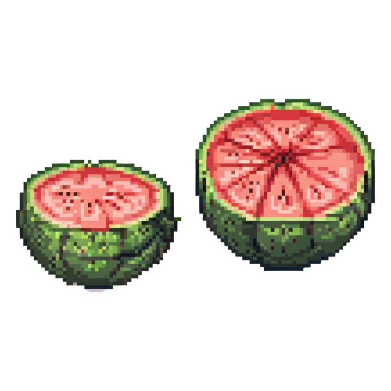 a whole watermelon and a watermelon cut in half, both shown together sticker