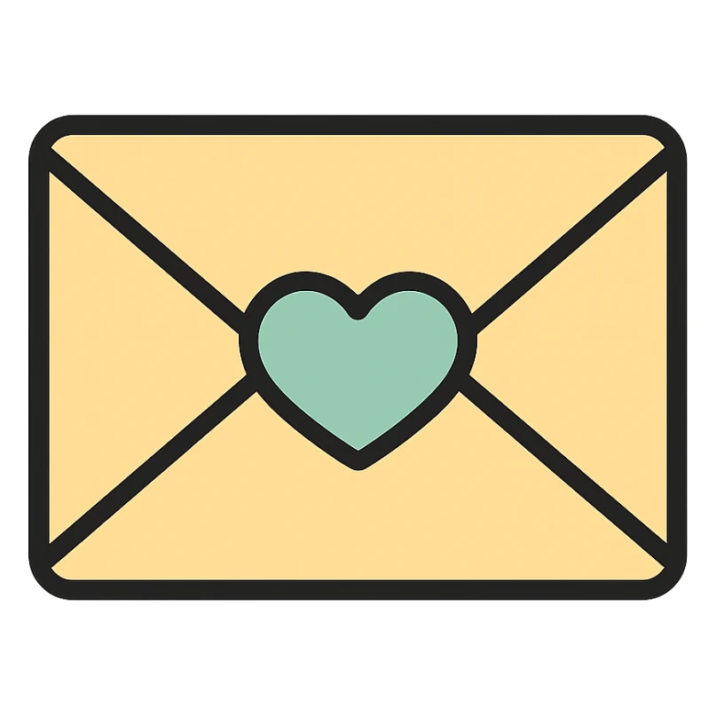 a letter sealed with a pastel green heart, soft and cute sticker